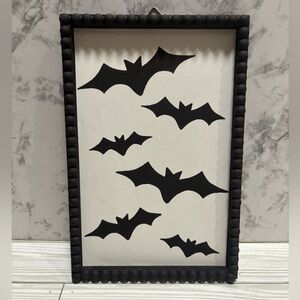 Handmade Black Bat Wall Art in Black Frame